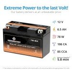 Chrome Battery YT7B-BS Maintenance Free Replacement Battery for ATV, Motorcycle, and Scooter: 12 Volts, 7 Amps, 6.5Ah, Nut and Bolt (T3) Terminal