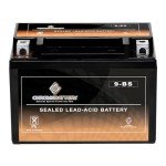 Chrome Battery YTX9-BS Maintenance Free Replacement Battery for ATV, Motorcycle, and Scooter: 12 Volts, 9 Amps, 8Ah, Nut and Bolt (T3) Terminal