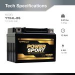 YTX4L-BS, YT4L, YTX4L, YT4L-BS, GTX4L-BS, GT4L-BS, GTX4L, GT4L Replacement 12V3AH WPX4L-BS Sealed AGM for Arctic Cat, Polaris, BRP, Can-Am Motorcycle, Scooter, ATV Batteries ExpertPower
