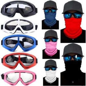 10-Piece Dirt Bike Goggles and Face Mask Set