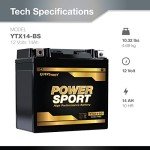 ExpertPower ETX14-BS 12v14Ah YTX14-BS replacement (12V 14Ah Sealed) Maintenance Free Battery