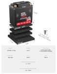 KEMIMOTO Lithium Motorcycle Battery YTX15L-BS/YTX14AH-BS LiFePO4 Lithium Battery 12v 7Ah, Full-Charged Powersports Battery, with 4 Universal-Fit EVA Spacers, Compatible with Motorcycle Lawn Mower ATV