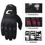 Men's Full Finger ATV Racing Gloves - Black