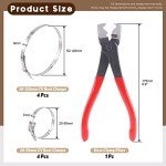 Wokape 9Pcs Hose Clamp Pliers with CV Boot Clamp Kit, Small and Large Stainless Steel Universal Adjustable Drive Shaft CV Boot Crimp Clamp Clic-R Collar Pliers Automobile Repair Tools for Most Cars