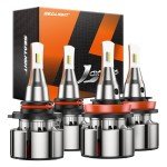 SEALIGHT 9005 H11 Bulbs, 48000LM Super Bright 9005 H11 Fog Light Bulbs Combo, 6000K Cool White 9005 H11 Bulbs for ATVS/UTVS, Plug-N-Play Driving Fog Light Bulb, Pack of 4