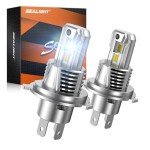 SEALIGHT H4 Bulb, 1:1 Real Size 36000LM 9003/HB2 Fog Light Bulbs, 700% Super Bright 6500K Cool White with Fan, Fog Lights Bulb for Car Powersports ATV/UTV, Pack of 2 (S3 Series)