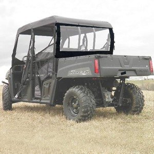 QYMOTO Rear Window for Polaris Ranger 570/800 Full-Size Round Tube, Soft PVC Dust Panel for Ranger 500 570 700 Round Bar ROPS Canvas Rear Windshield (2 Seaters & Crew)