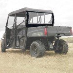 QYMOTO Rear Window for Polaris Ranger 570/800 Full-Size Round Tube, Soft PVC Dust Panel for Ranger 500 570 700 Round Bar ROPS Canvas Rear Windshield (2 Seaters & Crew)