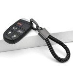 Matte Black Leather ATV Keychain with Rotating D-ring