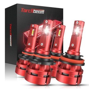 Torchbeam 9005/HB3 H11/H8/H9 Fog Bulbs Combo, 𝟒𝟒𝟎𝟎𝟎 𝐋𝐌 𝟔𝟎𝐖 𝟖𝟎𝟎% 𝐒𝐮𝐩𝐞𝐫𝐢𝐨𝐫 𝐁𝐫𝐢𝐠𝐡𝐭𝐧𝐞𝐬𝐬 9005 H11 Fog Light for ATVS, Fog Powersports Bulbs Pack of 2