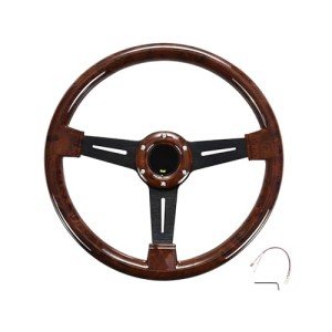 14" Classic Wood Grain Steering Wheel with Horn Button