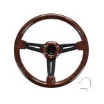 14" Classic Wood Grain Steering Wheel with Horn Button