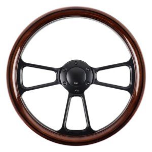 14" Universal Wooden Racing Steering Wheel - Black