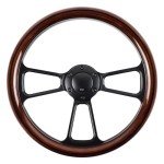 14" Universal Wooden Racing Steering Wheel - Black