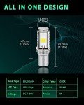 BA20D H616 COB 12W LED Aluminium Bulbs White Motorcycle Lights Bulb Backup Signal Blinker Stop Brake Tail Motorbike Light Bulbs Battery Car LED Headlight 900LM High/Low Beam(Pack of 2)
