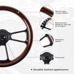 14" Universal Wooden Racing Steering Wheel - Black