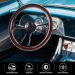 14" Universal Wooden Racing Steering Wheel - Black