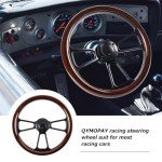 14" Universal Wooden Racing Steering Wheel - Black