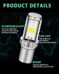 BA20D H616 COB 12W LED Aluminium Bulbs White Motorcycle Lights Bulb Backup Signal Blinker Stop Brake Tail Motorbike Light Bulbs Battery Car LED Headlight 900LM High/Low Beam(Pack of 2)