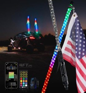 Xprite 4FT RGB LED Whip Lights with Remote