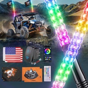 KeoBin RGB Whip Lights with Remote Control - 2 Pack