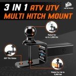 METOWARE 3-in-1 ATV/UTV Trailer Hitch Mount