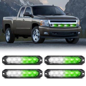 Nilight 4-Pack Green White Emergency Strobe Lights