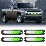 Nilight 4-Pack Green White Emergency Strobe Lights