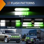 Nilight 4-Pack Green White Emergency Strobe Lights