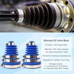 Generic CV Joint Boot Kit 5 inch Height, Universal Automotive Silicone Constant Velocity CV Joint Boot 125-130mm Height, 2 Boots with 8 pc Stainless steel clamps, Blue, Pack of 2