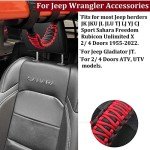 Jeep Wrangler Roll Bar Grab Handles (Red, 4PCS)