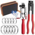 ZYLJHZ CV Boot Banding Tool - ATV CV Joint Axle Boot Clamp Pliers Tool, CV Axle Boot Clamp Kit With 10psc Crimp Bands - Ear Type Extension For Most Cars