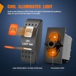 Nilight 2 Pack Orange Backlit Toggle Switches