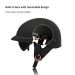 Matte Black Half Helmet with Sun Visor