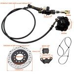 Hydraulic Rear Disc Brake Caliper System Pads Disk Rotor For 150cc 200cc 250cc Dirt Bike Quad ATV Gokart Go Kart Dune Buggy (BLACK)