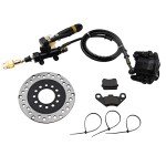 Hydraulic Rear Disc Brake Caliper System Pads Disk Rotor For 150cc 200cc 250cc Dirt Bike Quad ATV Gokart Go Kart Dune Buggy (BLACK)