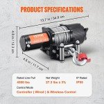 VEVOR 12V Electric Winch with Remote Control