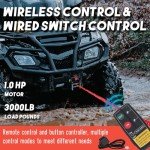 FULLWATT 3000 lb 12V Electric Winch for ATVs