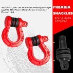 2 Pack 3/4" D Ring Shackles for Off-Road Recovery