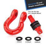 2 Pack 3/4" D Ring Shackles for Off-Road Recovery