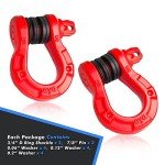2 Pack 3/4" D Ring Shackles for Off-Road Recovery