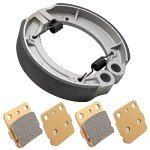 Semi-Metallic-Pro Front Brake Pads & Rear Brake Shoes for Yamaha Grizzly 350 Bruin 250 350 Big Bear 250 2004-2014 Big Bear 400 2005-2006 Wolverine 350 2006-2009 Kodiak 400 2003-2004
