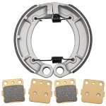 Semi-Metallic-Pro Front Brake Pads & Rear Brake Shoes for Yamaha Grizzly 350 Bruin 250 350 Big Bear 250 2004-2014 Big Bear 400 2005-2006 Wolverine 350 2006-2009 Kodiak 400 2003-2004
