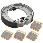 Semi-Metallic-Pro Front Brake Pads & Rear Brake Shoes for Yamaha Grizzly 350 Bruin 250 350 Big Bear 250 2004-2014 Big Bear 400 2005-2006 Wolverine 350 2006-2009 Kodiak 400 2003-2004