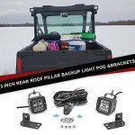 3 inch 18W LED Spot Light Cubes w/Rocker Switch Wiring Kit & Rear Roof Pillar Backup Light Bar Mounting Brackets Compatible with Polaris Ranger Full Size 2013-Up