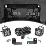 3 inch 18W LED Spot Light Cubes w/Rocker Switch Wiring Kit & Rear Roof Pillar Backup Light Bar Mounting Brackets Compatible with Polaris Ranger Full Size 2013-Up