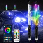 2PCS 1ft RGB COB LED Whip Lights with Remote