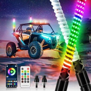 DREAMOTOR 1FT RGB LED Whip Lights - 2 Pack