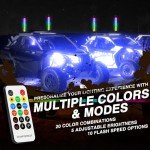 2PCS 1ft RGB COB LED Whip Lights with Remote