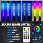 2PCS 1ft RGB COB LED Whip Lights with Remote